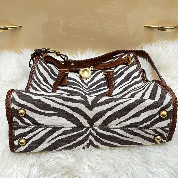 Michael Kors Hamilton Whipped Tiger Animal Print Canvas Brown Hand Shoulder Bag - Picture 8 of 12